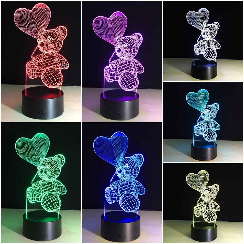 Новый Chaohui Детский плюшевый медвежонок 3D USB светодиодный ночник удерживает