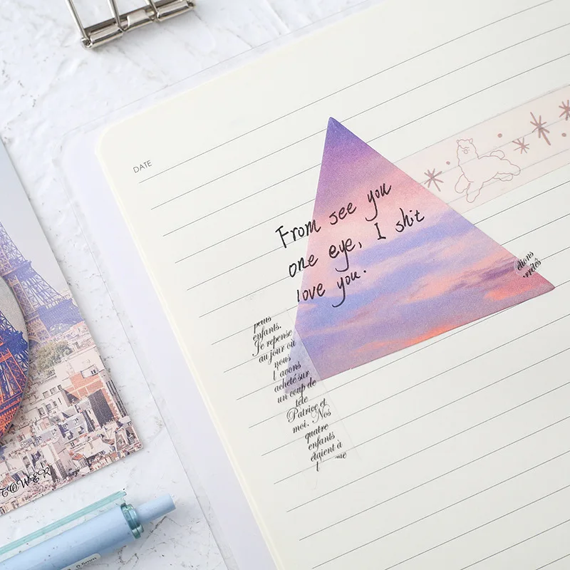 2 предмета творческий пейзаж путешествия Блокнот самоклеящейся бумаги для заметок на клейкой основе Kawaii