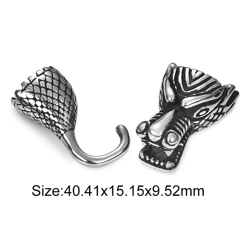 Злой Дракон голова из нержавеющей стали бусины застежки Крюк Пряжка разъем для