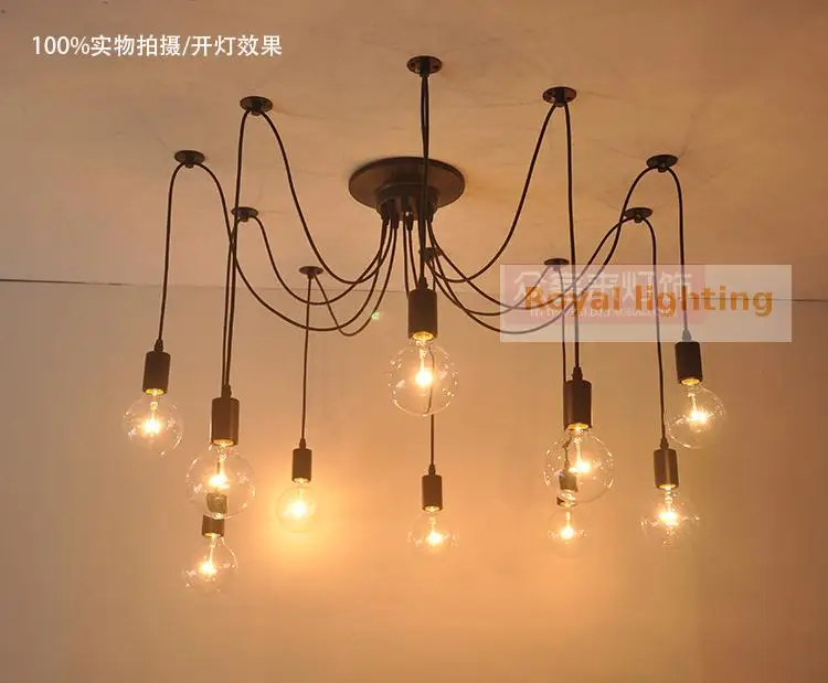Бар творческий ретро промышленные подвесные светильники 10 Огни E27 Железный кулон
