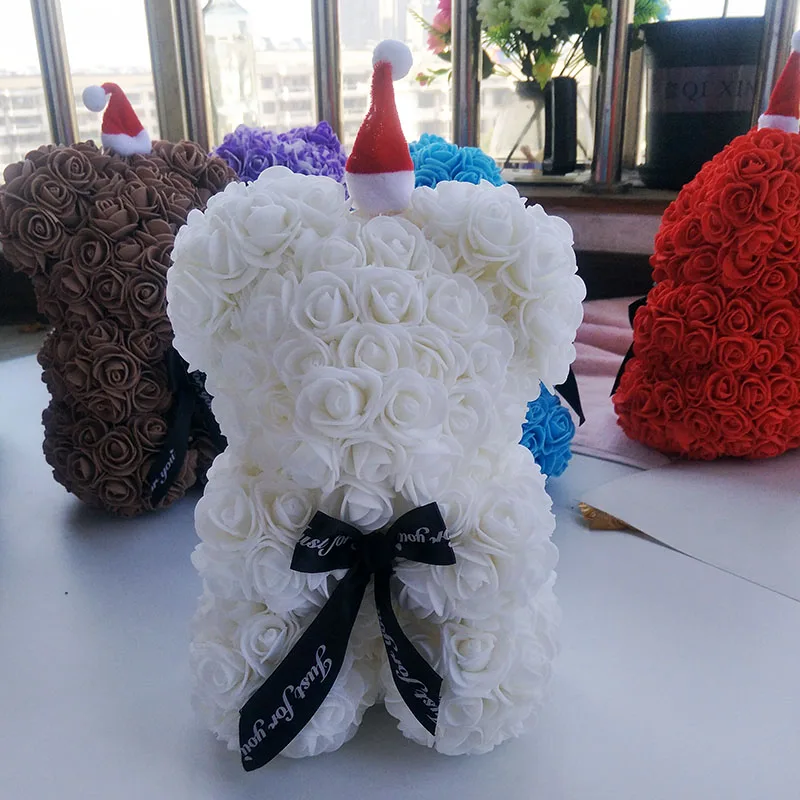 

25 см розы Мишка Тедди мишки праздник Рождественский подарок Рождественское украшение для дома Роза