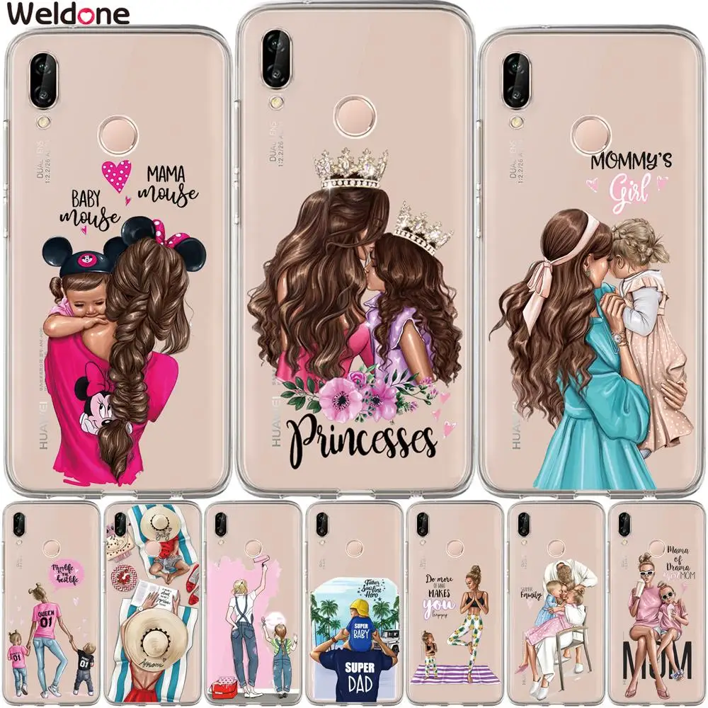 Модный телефон Super Mom baby girl для huawei P20 Lite Pro P10 Plus P8 P9 Lite P Smart honor 9 6A 6X семейный чехол Etui