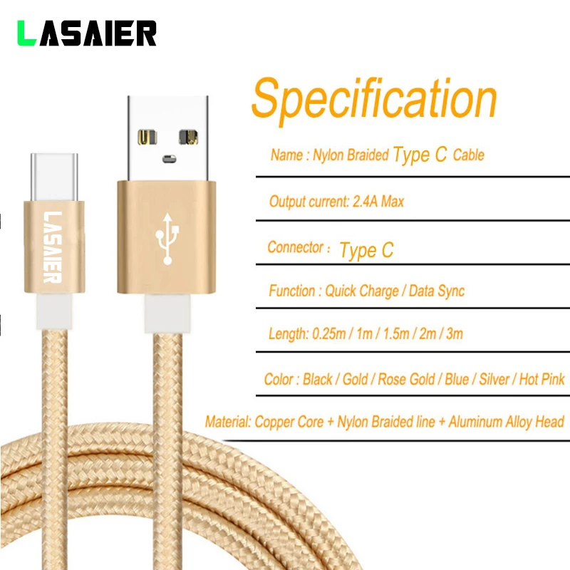 Usb type C кабель USB C 3,1 кабели быстрой зарядки type-C провод шнур для huawei samsung Galaxy A3 A5 A7 A8 A8+ Star A6s
