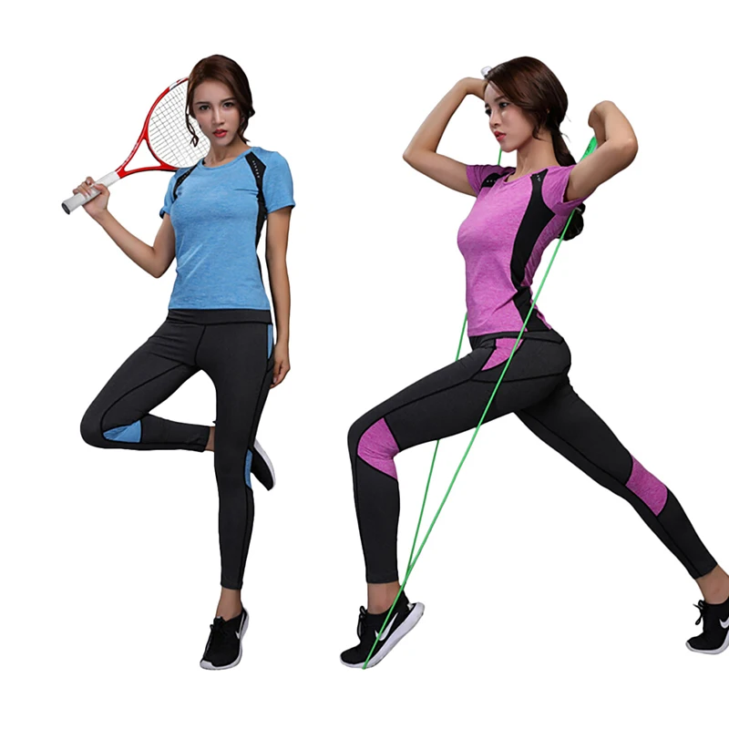 Женские комплекты для йоги Лоскутная одежда занятий фитнесом в тренажерном зале