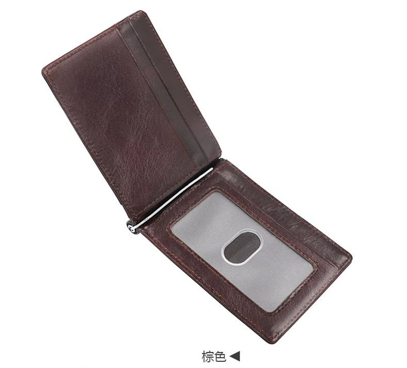RFID Блокировка мини кошелек с зажимом для денег мужской брендовый Повседневный двойной тонкий кошелек из натуральной кожи кошелек держатель для ID кредитных карт чехол