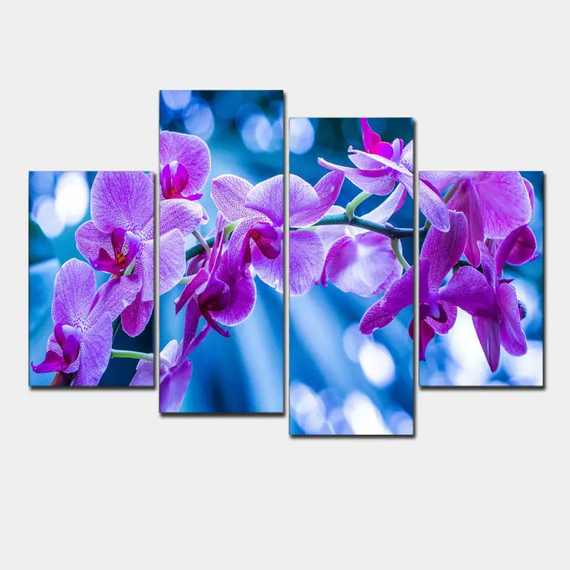 Новые модульные картины 4 шт Мечтательный фиолетовый цветок Настенная картина