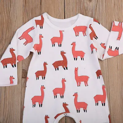 Милый комбинезон с альпакой для новорожденных девочек и мальчиков одежда наряд