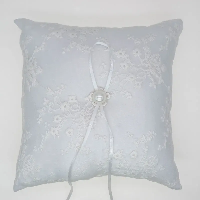 Белое Кружевное кольцо подушка для носителя свадебное Подушка 20x20 см держатель