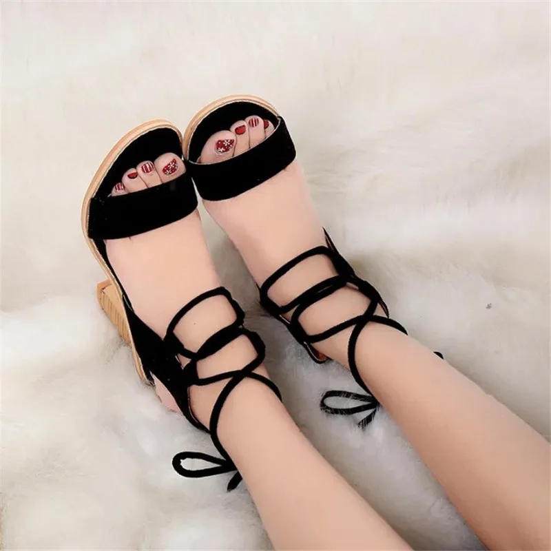 Сандалии-гладиаторы женские на высоком каблуке Босоножки с открытым носком