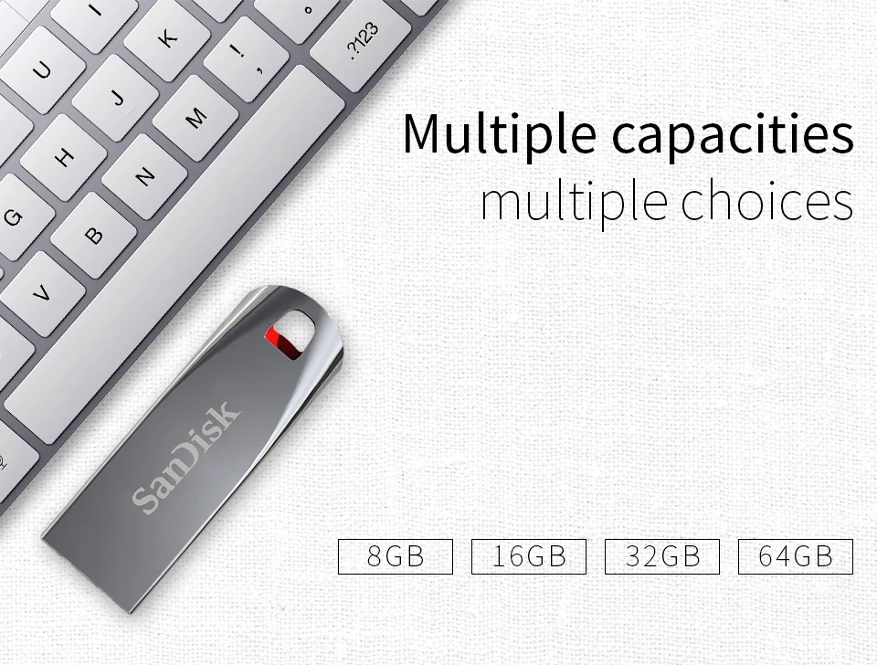 SanDisk металлический USB флеш-накопитель 64 ГБ 32 ГБ USB 2,0 Флешка 16 ГБ 8 ГБ флеш-карта памяти, Флеш накопитель usb флешка