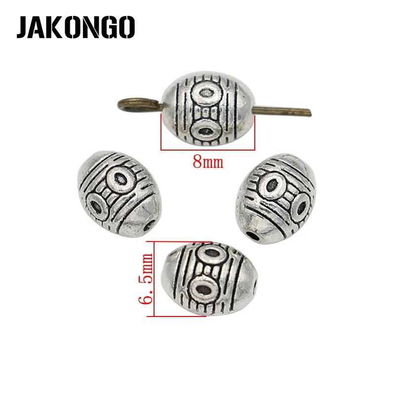 25 шт. античные посеребренные бусины овальной формы для изготовления браслетов