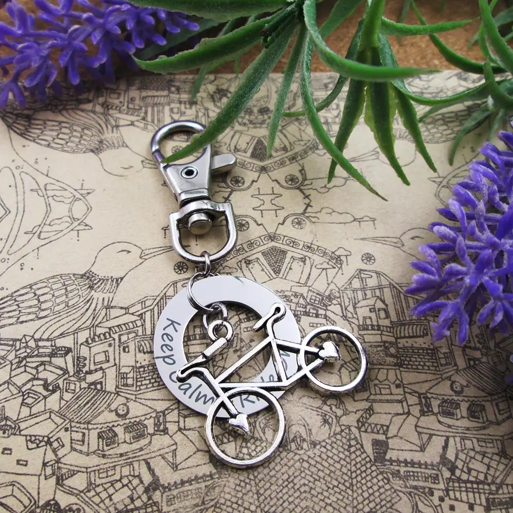 Брелок для ключей ключница из нержавеющей стали с надписью Keep Calm & Ride велосипедом