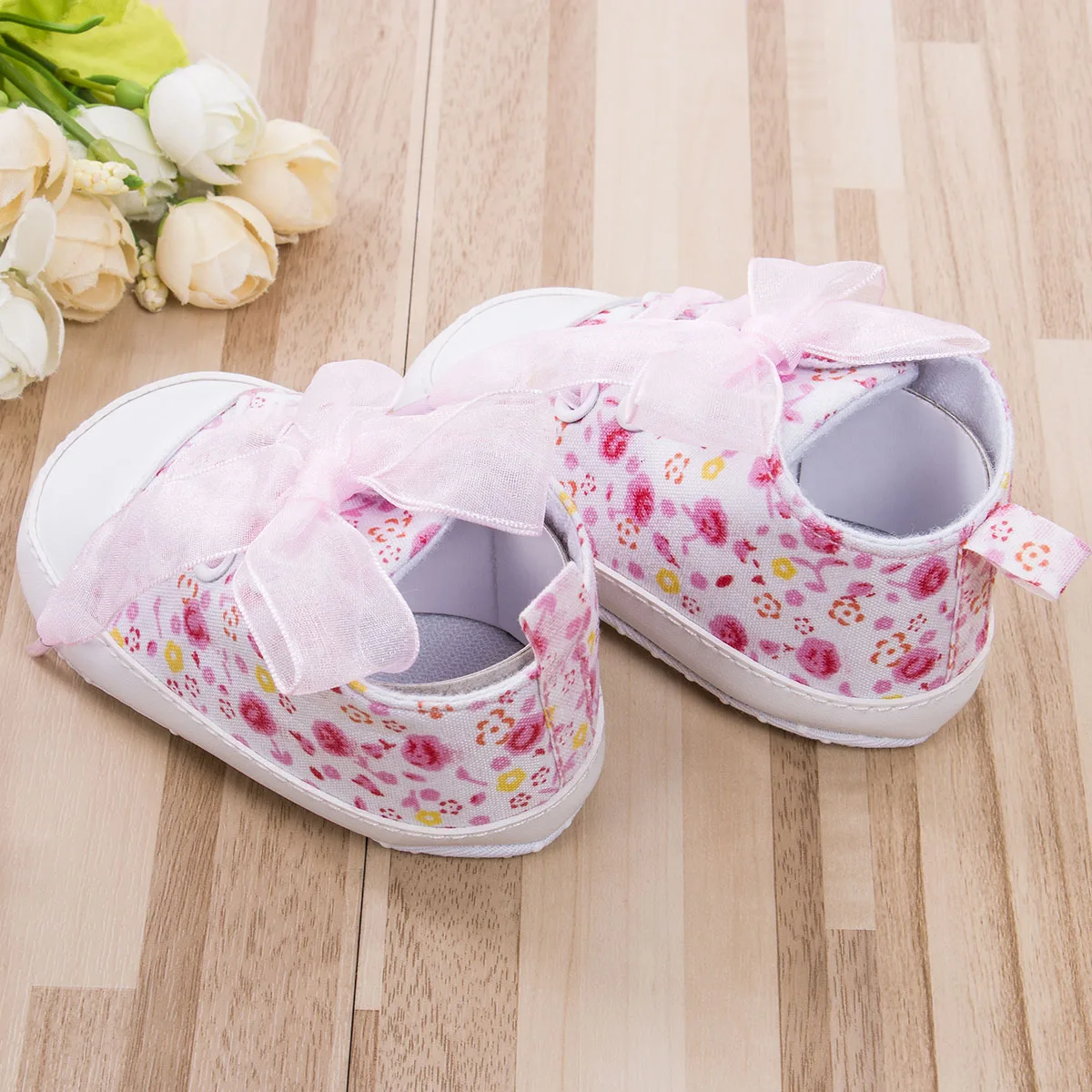 Детская обувь для малышей кроссовки с цветочным рисунком девочек на мягкой