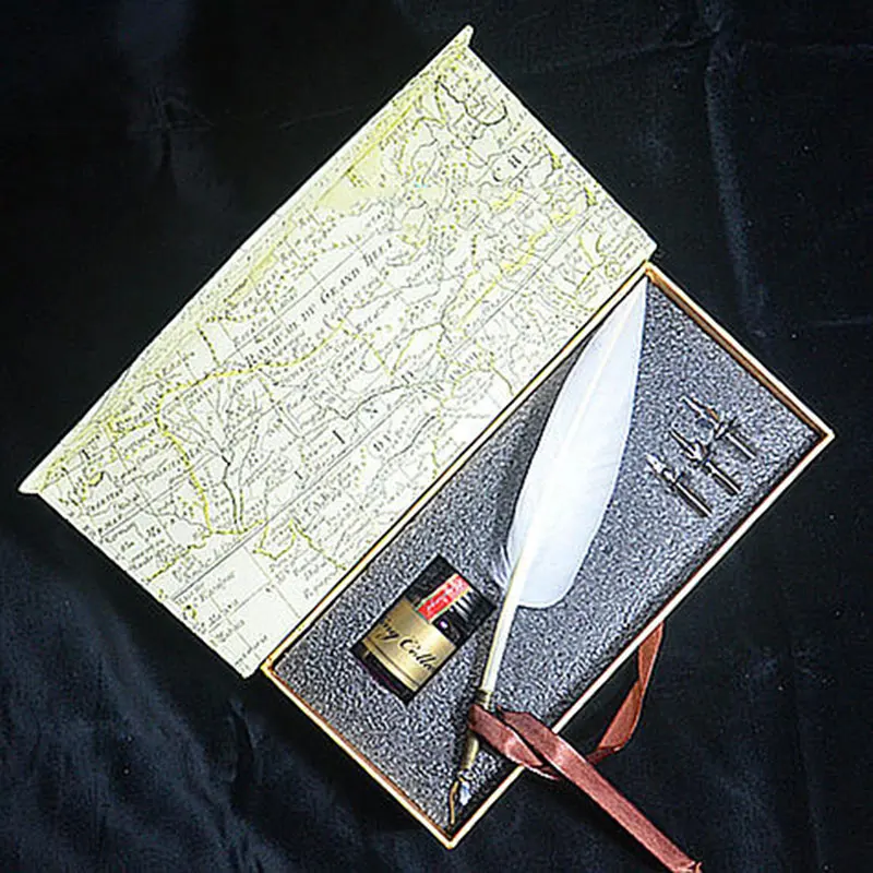 Новый Ангел Топ черный стиль Перо Авторучки ручки античная гусиное перо подарок