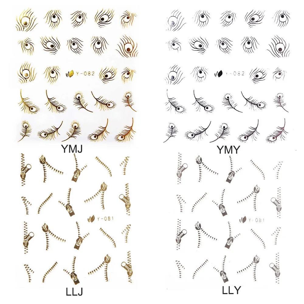 Стикеры для дизайна ногтей Переводные картинки 3D стикеры женщин на молнии