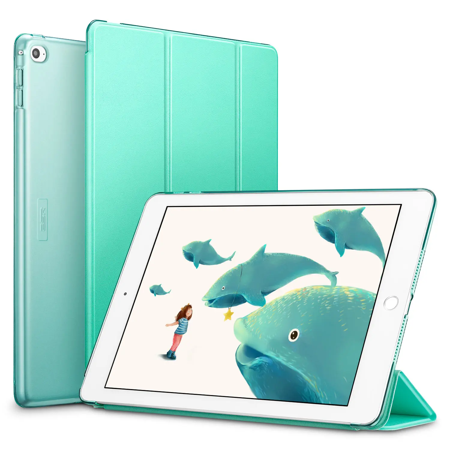 Чехол ESR для iPad Air 2, чехол из искусственной кожи, полупрозрачный матовый чехол на магните+ Автоматический Режим сна/пробуждения, модель A1566 A1567