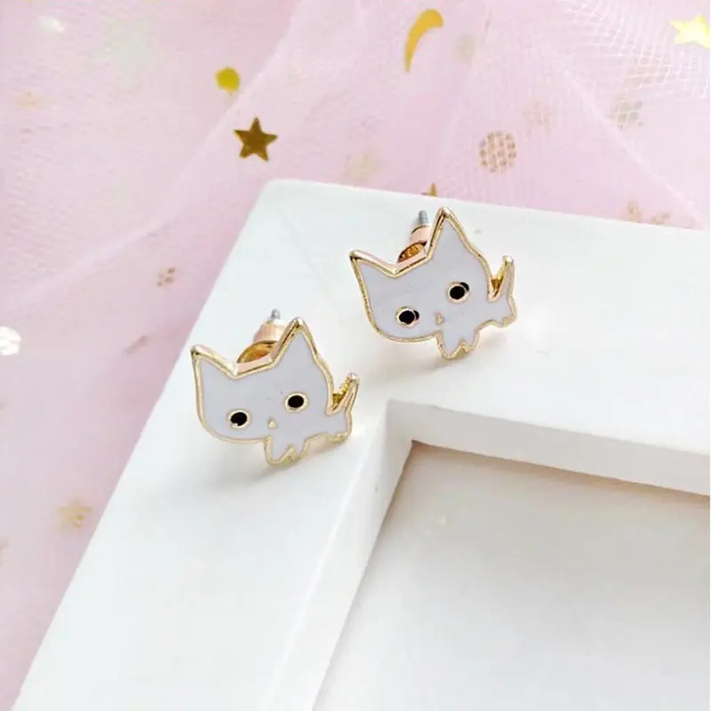 Серьги с милым мультяшным котом асимметричные серьги в виде Розы вина бокалы