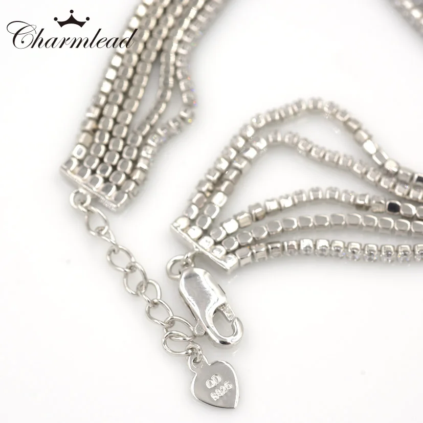 Charmlead новый блестящий кубический циркон настоящий браслет из серебра 925 пробы