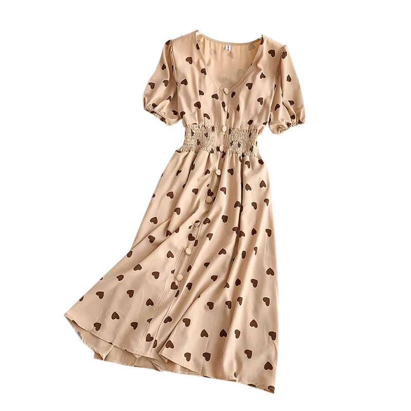 Женское летнее платье в стиле ретро v образный вырез короткий рукав с одной