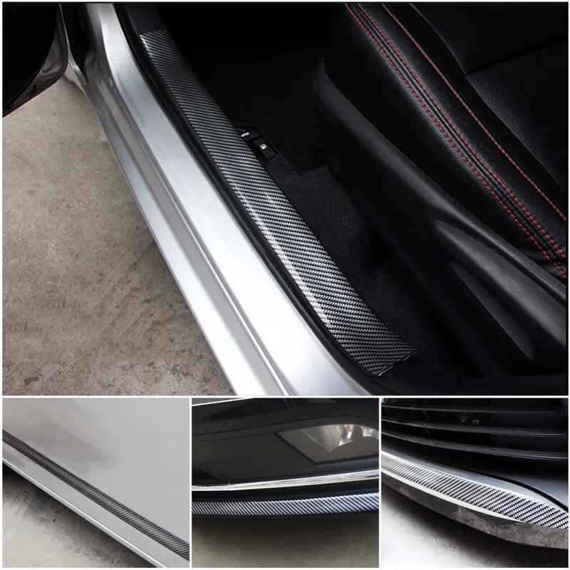 5D резиновые наклейки из углеродного волокна для стайлинга автомобиля защитные