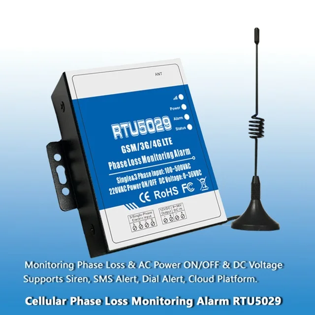 

RTU5029 Wireless GSM 3G 4G LTE Phase Loss Monitoring Alarm High-Low Voltage Power Failur With SMS Alert Industrial Automation