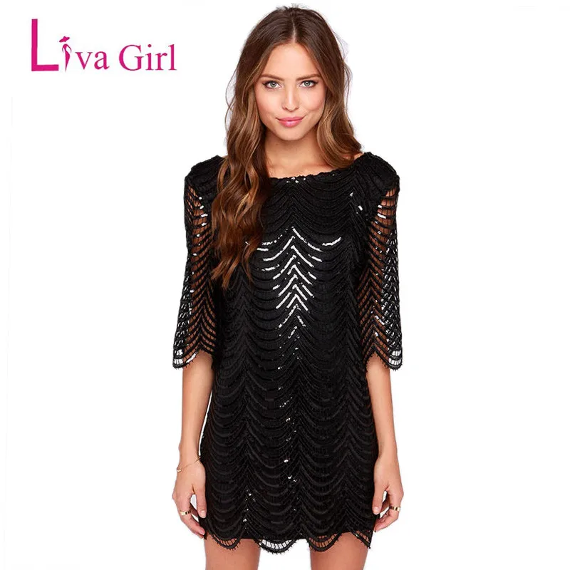 Весеннее черное платье LIVA GIRL женское сексуальное мини с открытой спиной Клубное
