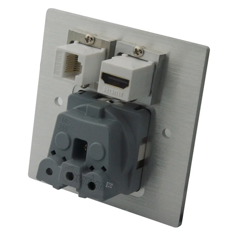 Алюминиевый HDMI RJ45 AC power с настенной пластиной в европейском стиле и поддержкой