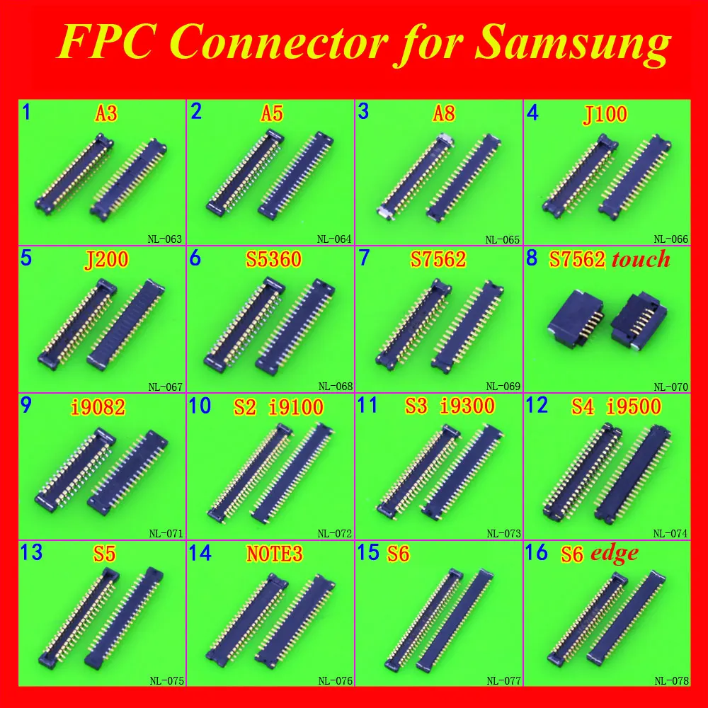 ChengHaoRan 16 моделей ЖК дисплей экран FPC Разъем для Samsung Galaxy S2 S3 S4 S5 S6 edge /Note 2 3 4 5 гибкий