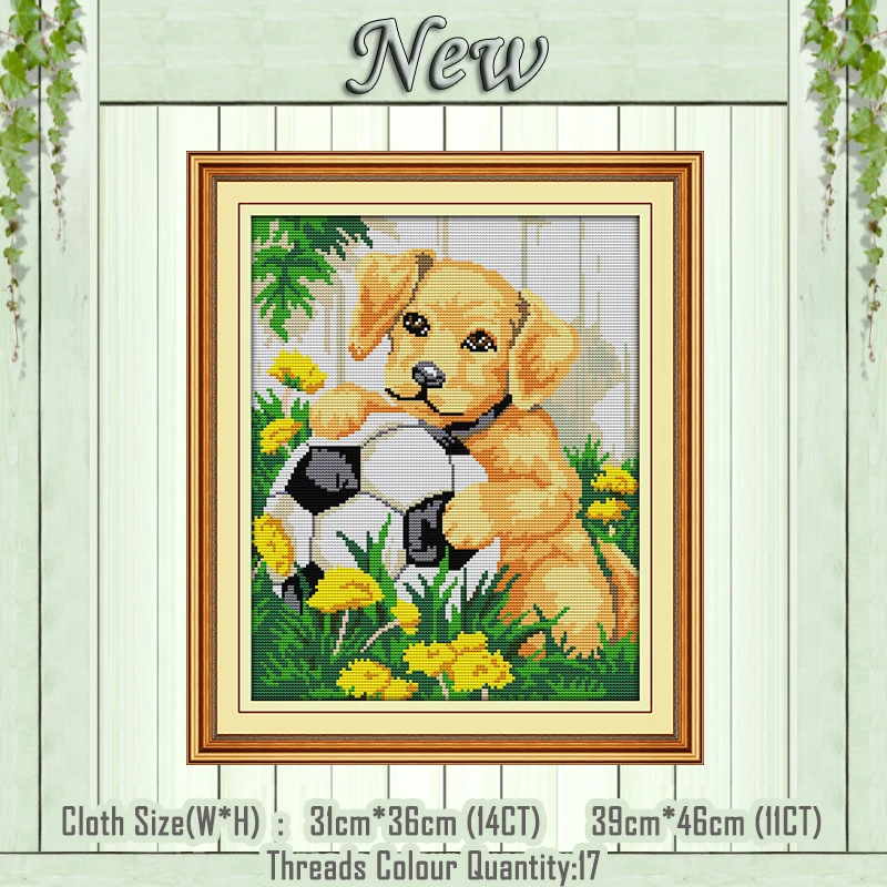 Набор для вышивки сделай сам крестиком с принтом щенка и футбольной собаки NKF DMC