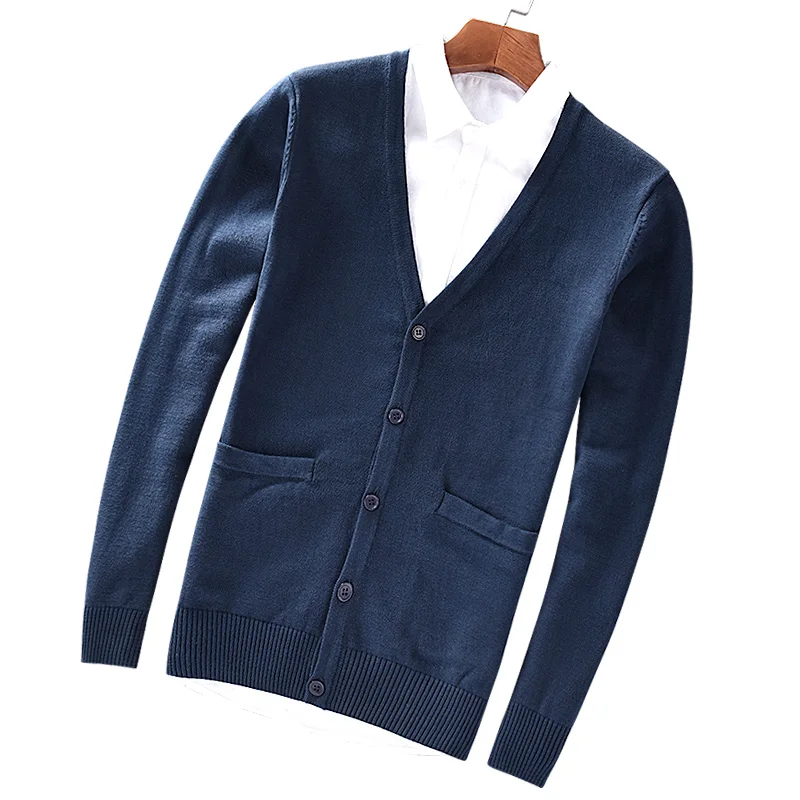 Осень 2018 г. Новые мужские с треугольным вырезом свитер классический кардиган