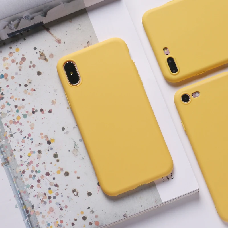 Yellow Силиконовый однотонный яркий матовый простой мягкий тонкий чехол для телефона Fundas Capa Coque, задняя крышка для iPhone 11 7Plus 7 6S 5S 8 8Plus X XS Max чехол - Цвет: Yellow
