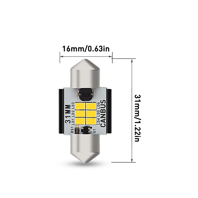 AUXITO 2 шт. C5W led CANBUS лампы 12V гирлянда 31 мм 36 мм 41 мм c5w c10w лампа для чтения интерьера автомобиля светильник 3020 SMD белый ошибок - Цвет: 31mm white