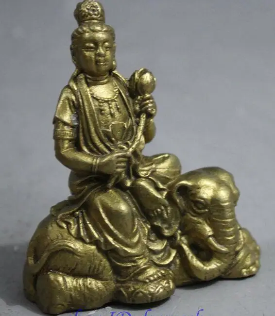 Тибетский храм латунный Лотос статуя богини самантабхадра Будда слон | Дом и сад