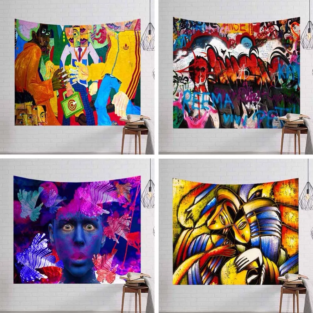 Геометрическая Асимметричная живопись настенный гобелен картина хиппи мандала