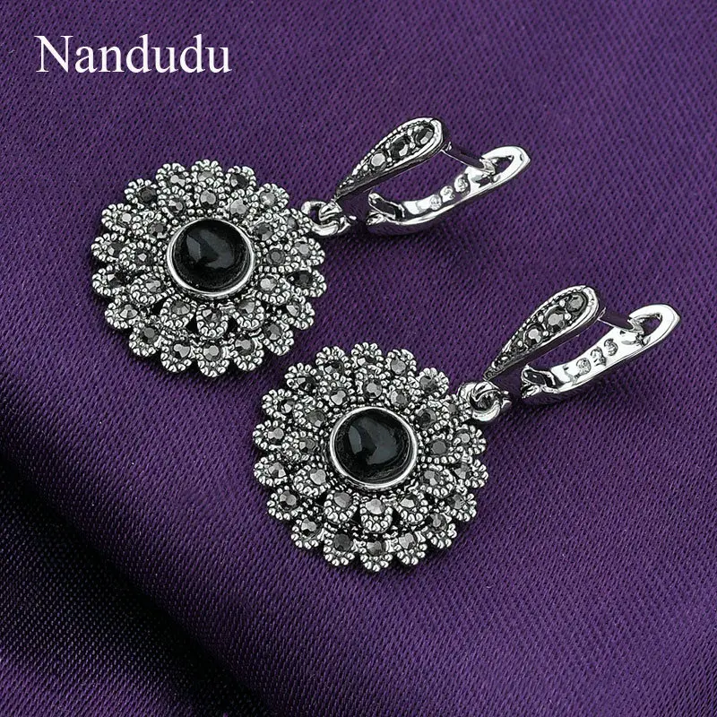 Nandudu марказит Серый Кристалл Подсолнечник подвеска ожерелье серьги Ювелирные