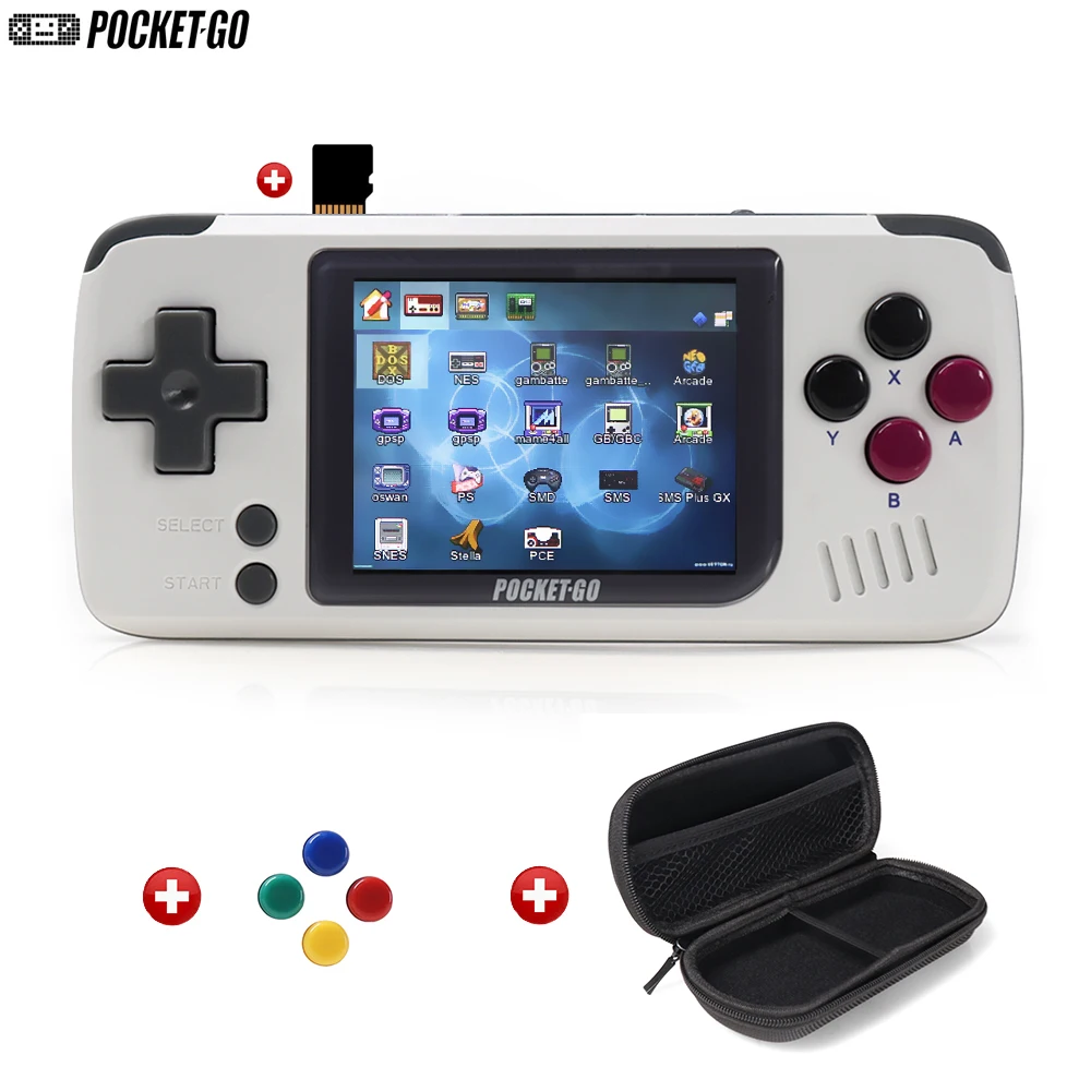 Игровая консоль, PocketGo, игровая консоль в стиле ретро, портативная, 2,4 дюймовый экран, портативные детские игровые плееры с картой памяти