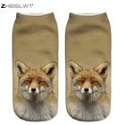 ZHBSLWT разноцветные женские носки с 3D принтом улыбающейся лисы, повседневные носки с символом, носки унисекс с низким вырезом