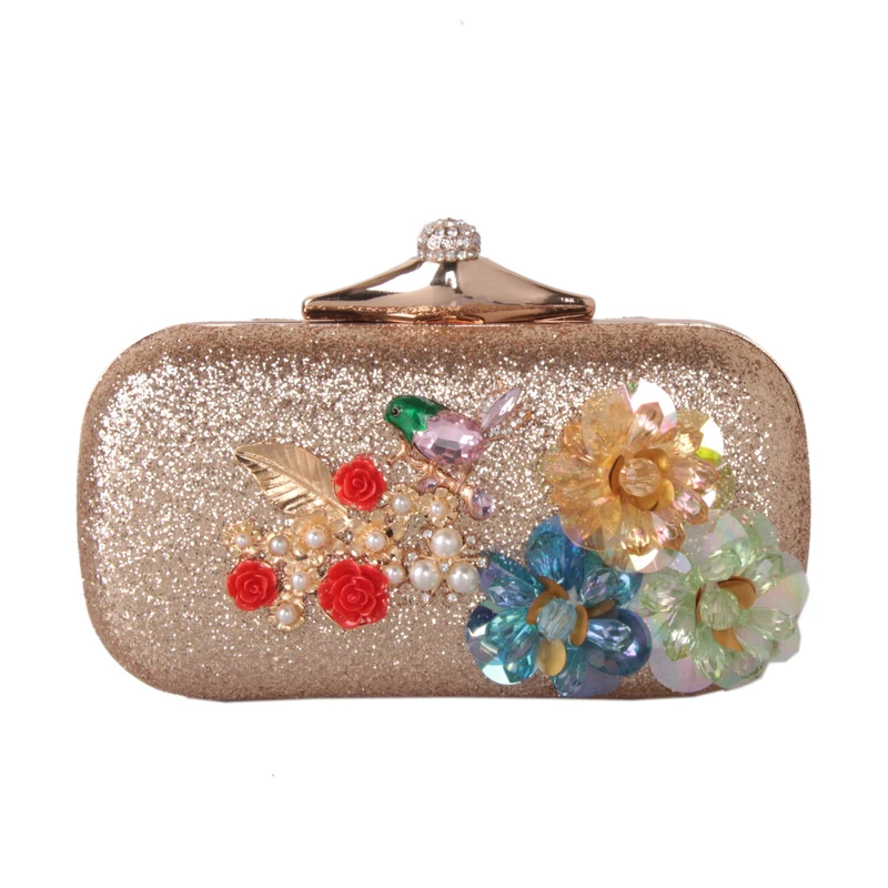 

DAIWEI Women Evening Bag Clutch Handbag With diamonds Pearl Bead Flower leatherette Wedding Event/Party Formal Sequined Snap New