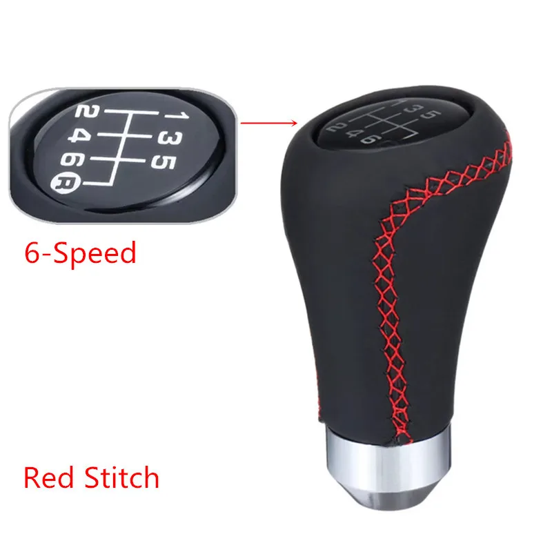 6-Speed Red Stitch 5, 6 скоростей, универсальная ручка переключения рулевого механизма автомобиля, ручная коробка передач, переключения передач, рычаг переключения передач, ручка переключения передач - Название цвета: 6-Speed Red Stitch