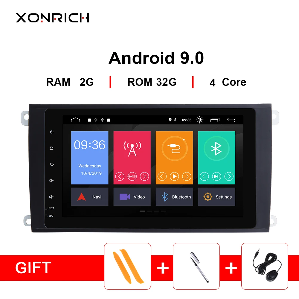 Xonrich 2 Din Android 9 0 Автомобильный мультимедийный плеер для Porsche Cayenne 2003 2010 GPS навигация
