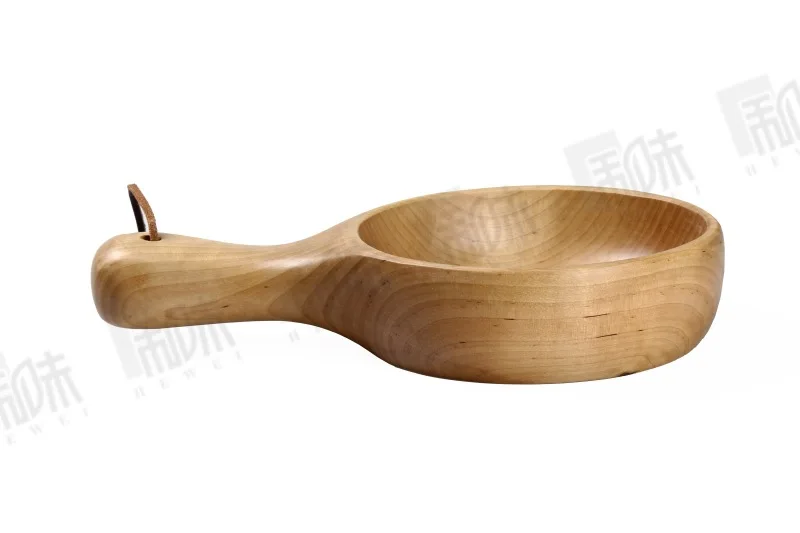 Новый креативный твердый деревянный фруктовый салатник с длинной ручкой