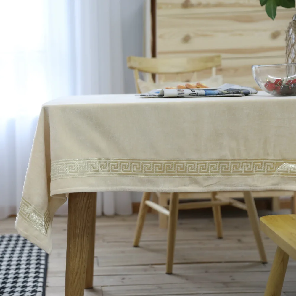 Скатерть WLIARLEO однотонная бежевая в японском стиле плотная мягкая Вельветовая