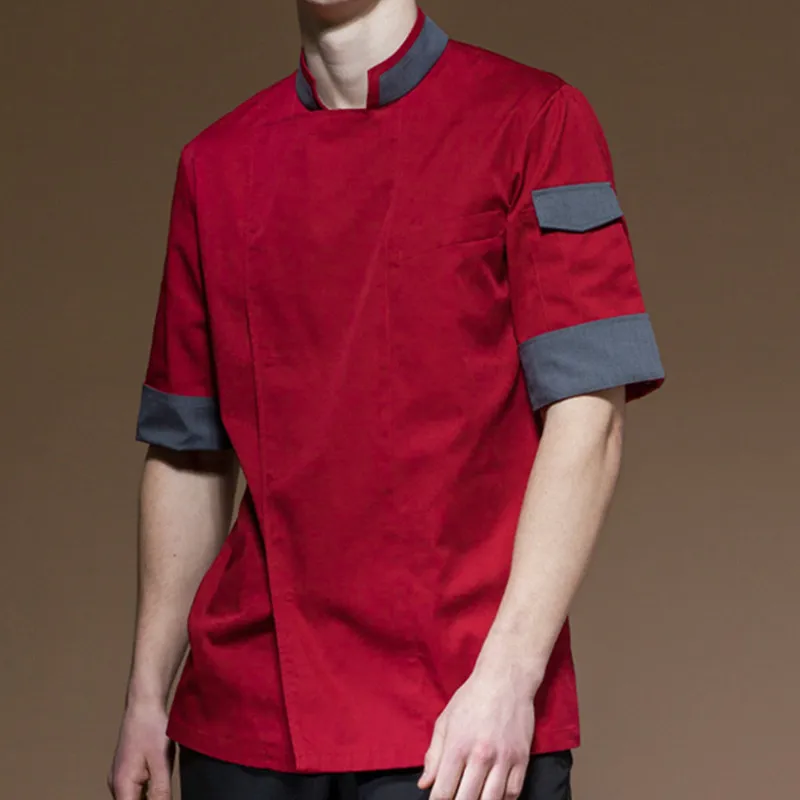 Поли хлопковая рубашка с коротким рукавом для ресторана отеля шеф повара кухни