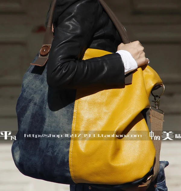 2019 Новое поступление женские джинсовые сумки из натуральной кожи винтажные