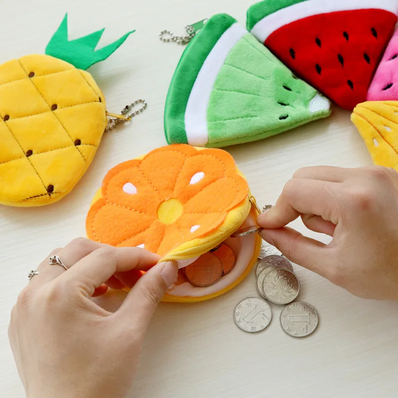NEW Cute Fruits Plush Coin Purse Children Zip Small Change Wallet Women Pouch Money Bag Girl Mini Short Holder | Багаж и сумки