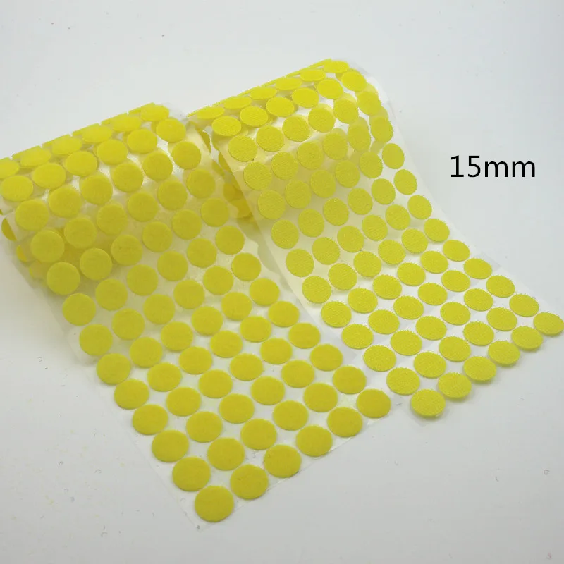 Yellow 15mm 100Pairs 100 пар 10-20 мм самоклеящаяся клейкая крепежная Лента наклейки "точки" крепкий крючок и петля Волшебная наклейка нейлон Velcros клей двойной замок - Цвет: Yellow 15mm 100Pairs
