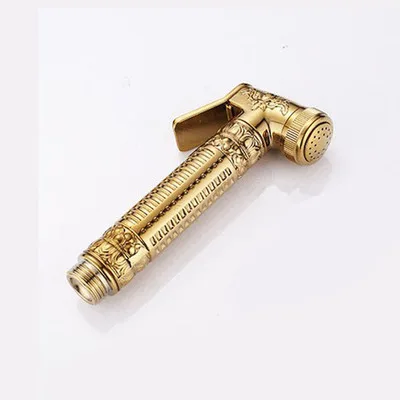 Only gold spray gun Резные Смесители для биде, одиночная холодная латунная настенная ручная гигиеническая насадка для душа, распылитель для мытья ванной комнаты, туалета, автомобиля, краску, Аэрограф для домашних животных - Цвет: Only gold spray gun