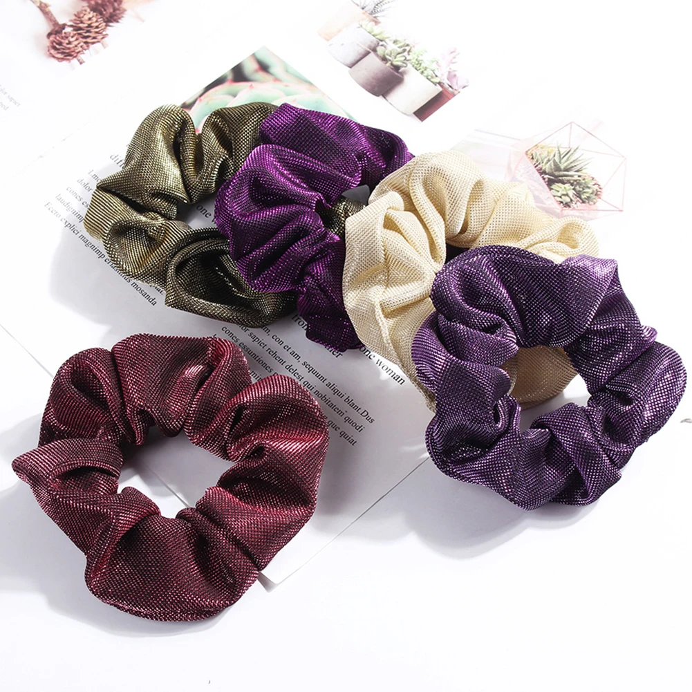 

Glitter Metalic Scrunchies Elastic Hair Band Ponytail Holder for Women Shiny Rubber Band Girl Hair Tie Charming Hair Accessories