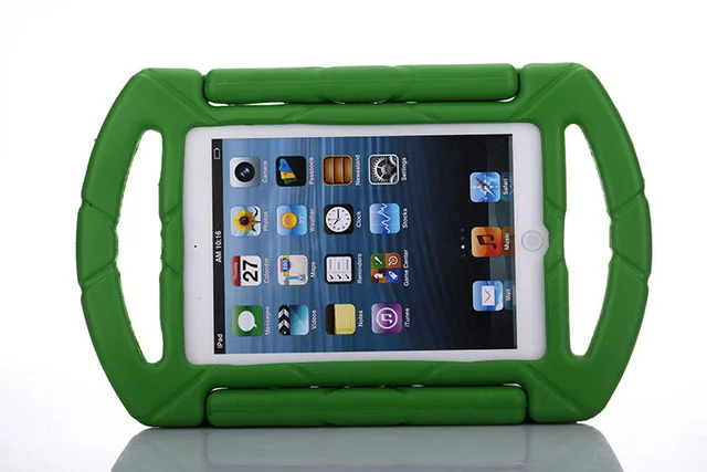 Дети противоударный 3D мультфильм колеса ручка чехол для Apple iPad mini 1 2 3 EVA мягкий стенд держатель чехол для iPad mini 123+ пленка+ стилус - Цвет: Зеленый