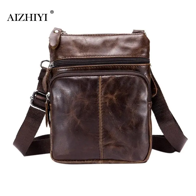 Бренд AIZHIYI, деловая сумка через плечо для мужчин, модная кожаная маленькая сумка на плечо, сумка на ремне, сумка из натуральной кожи, сумка, сумки
